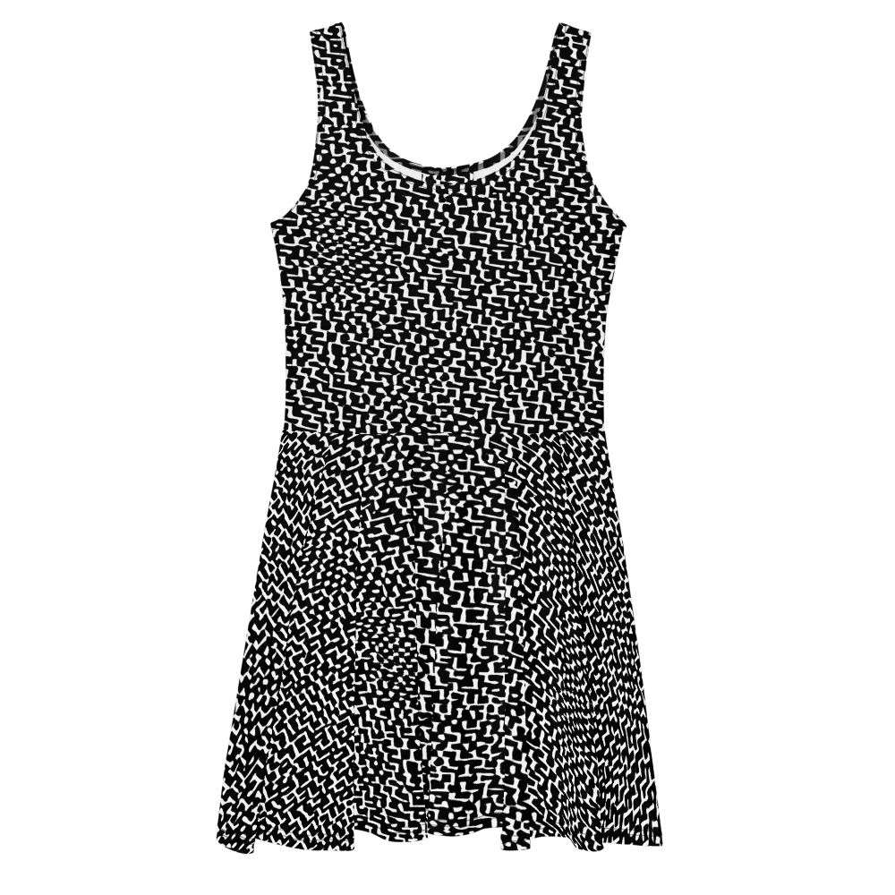Ink Maze on Skater Dress — Front