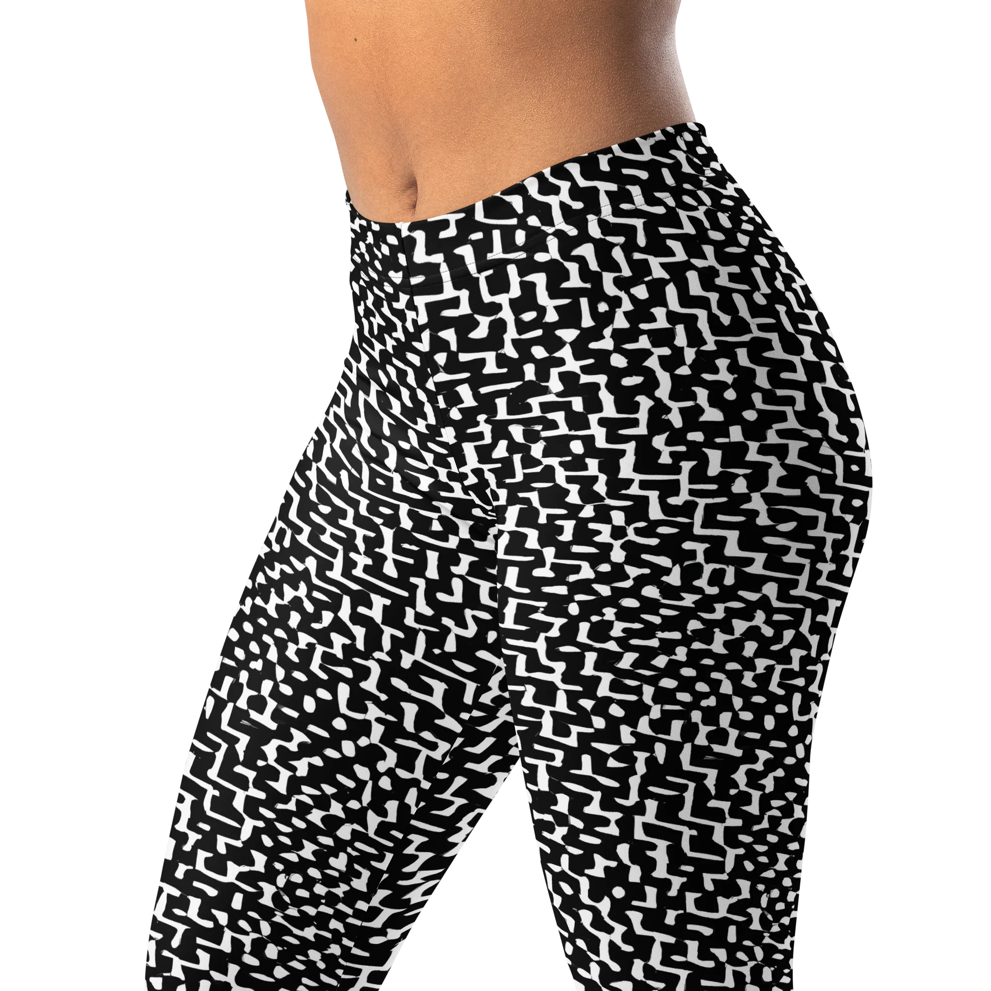 Ink Maze on Leggings — Left Front