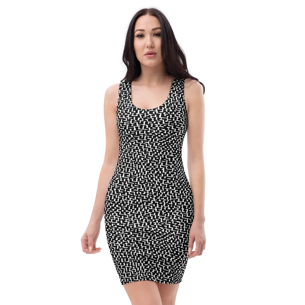 Ink Maze on Bodycon Dress — Front