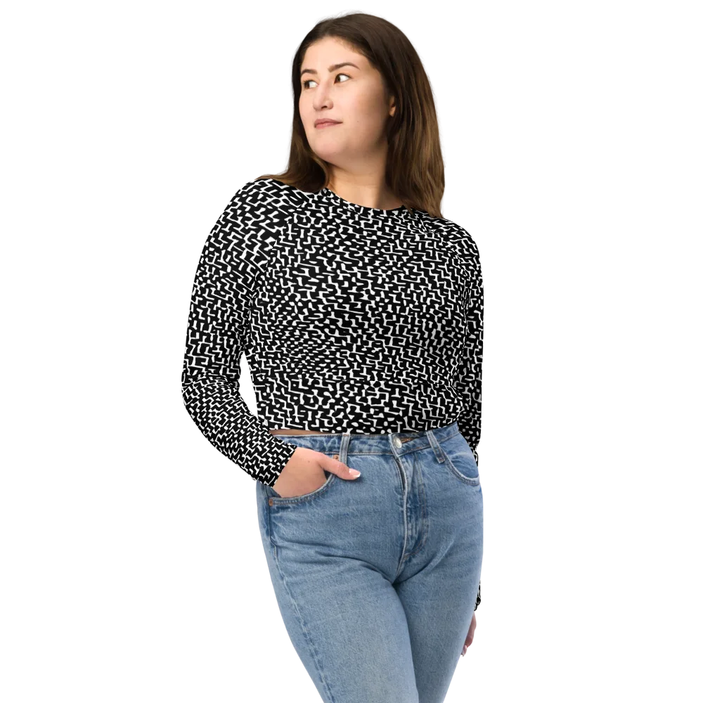 Ink Maze on Long Sleeve Crop Top — Front