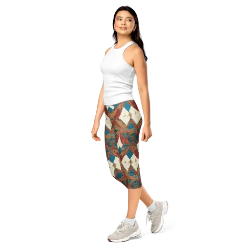 Teal Caravan on a Capri Leggings