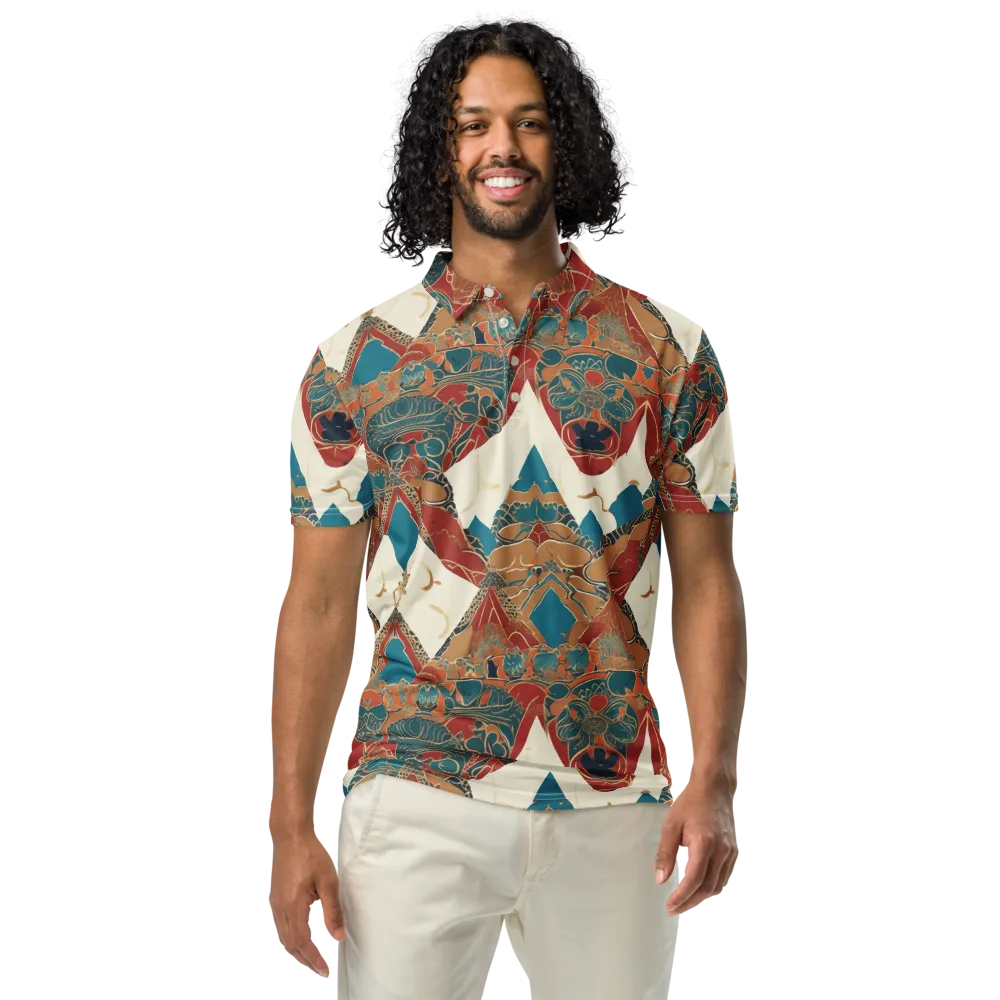 Teal Caravan on Men's Slim Fit Polo Shirt — Front