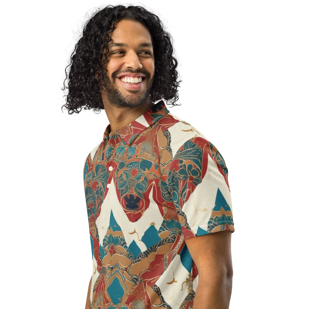 Teal Caravan on Men's Slim Fit Polo Shirt — Left Front