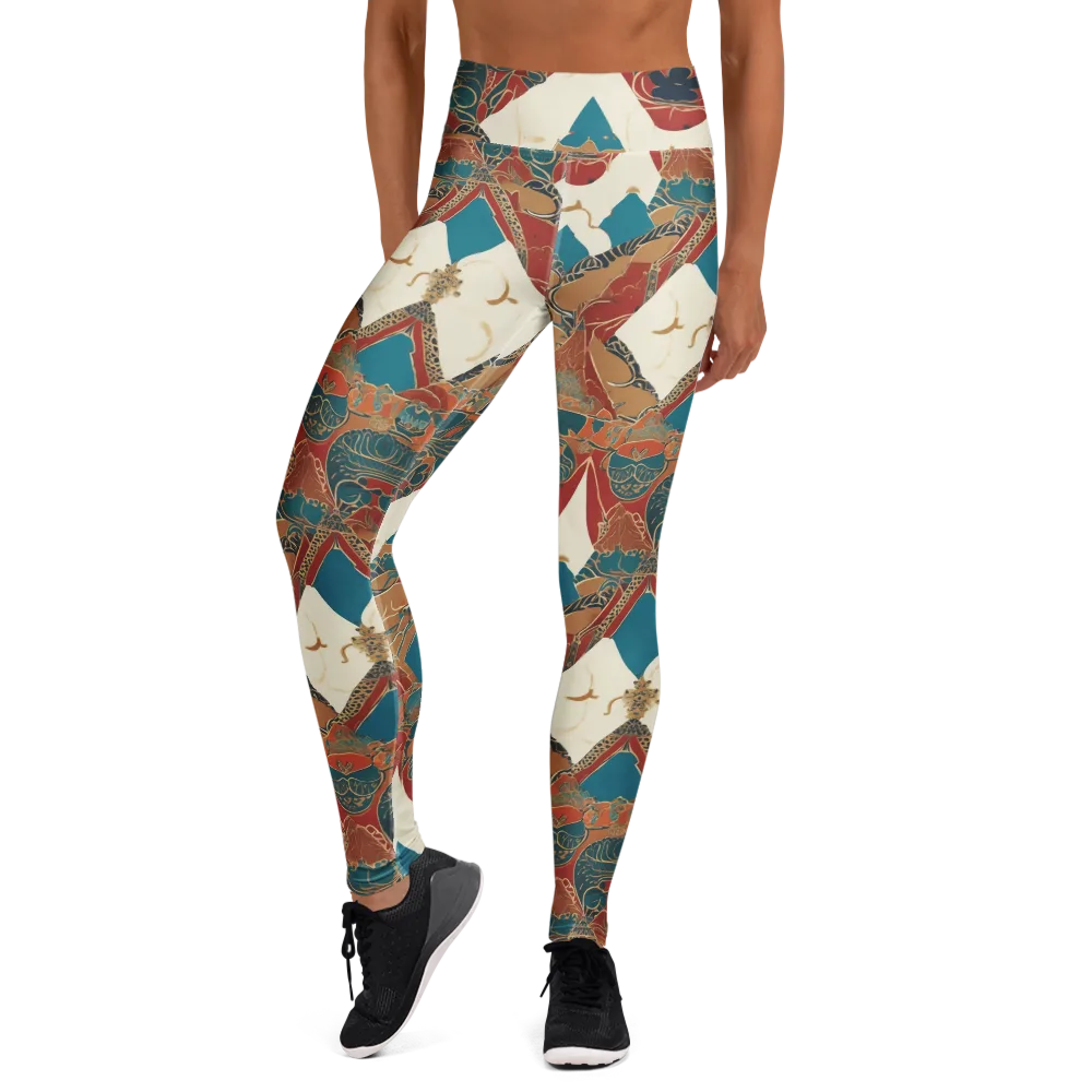 Teal Caravan on Yoga Leggings — Front