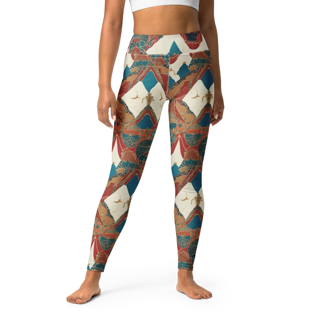 Teal Caravan on Yoga Leggings — Front
