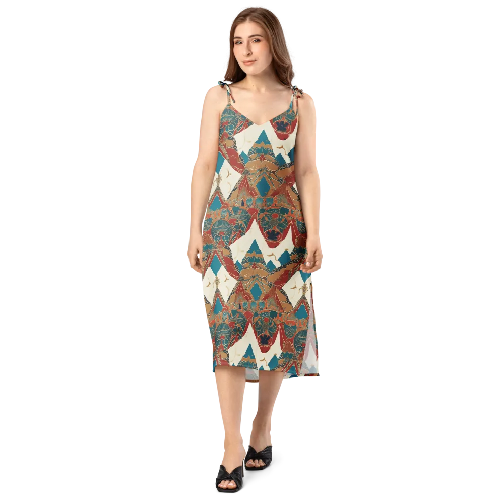 Teal Caravan on Slip Dress — Front
