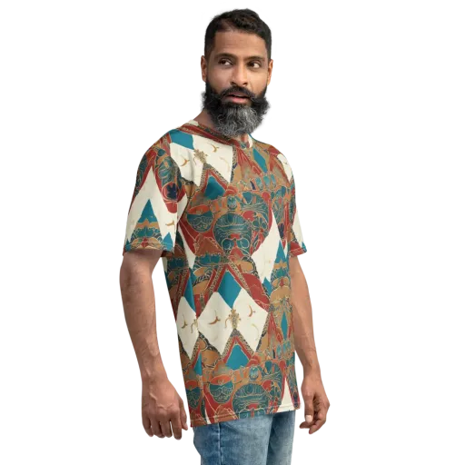 Teal Caravan on a Men's Crew Neck T-Shirt