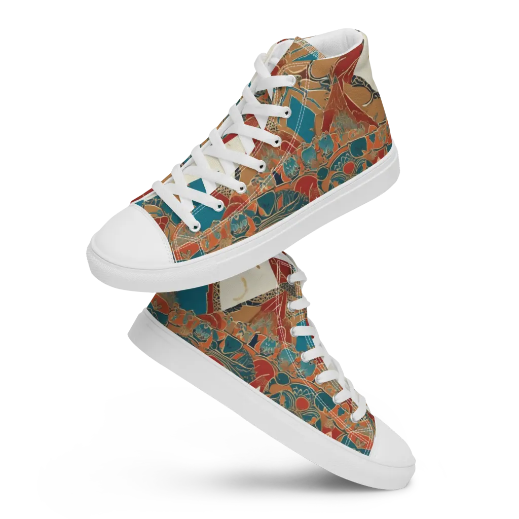 Teal Caravan on Men's High Top Canvas Shoes — Front