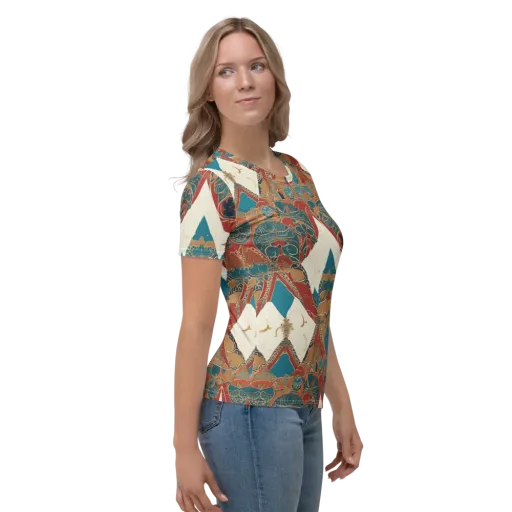 Teal Caravan on a Women's Crew Neck T-Shirt
