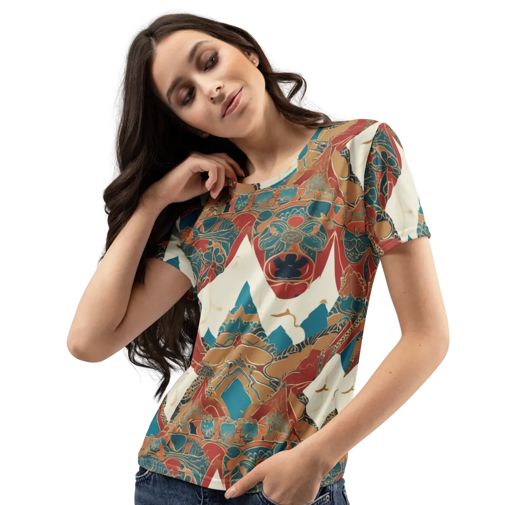 Teal Caravan on Women's Crew Neck T-Shirt — Left Front