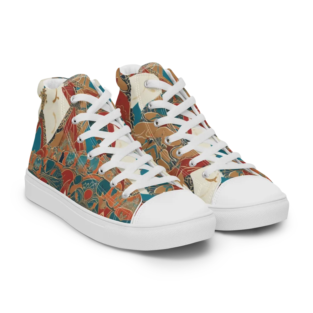 Teal Caravan on Women's High Top Canvas Shoes — Right Front
