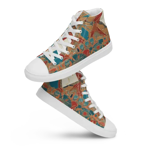 Teal Caravan on a Women's High Top Canvas Shoes