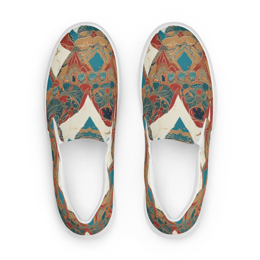 Teal Caravan on Men's Slip-On Canvas Shoes — Front