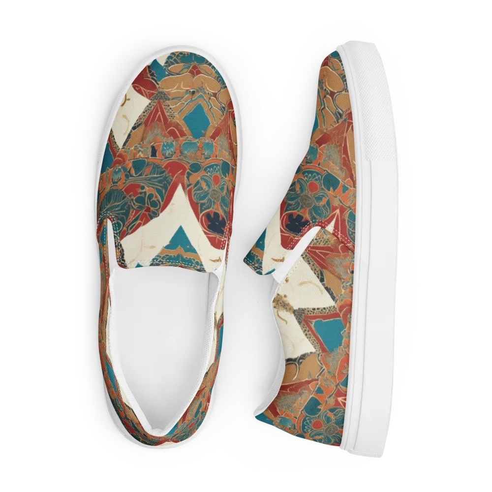 Teal Caravan on Men's Slip-On Canvas Shoes — Front