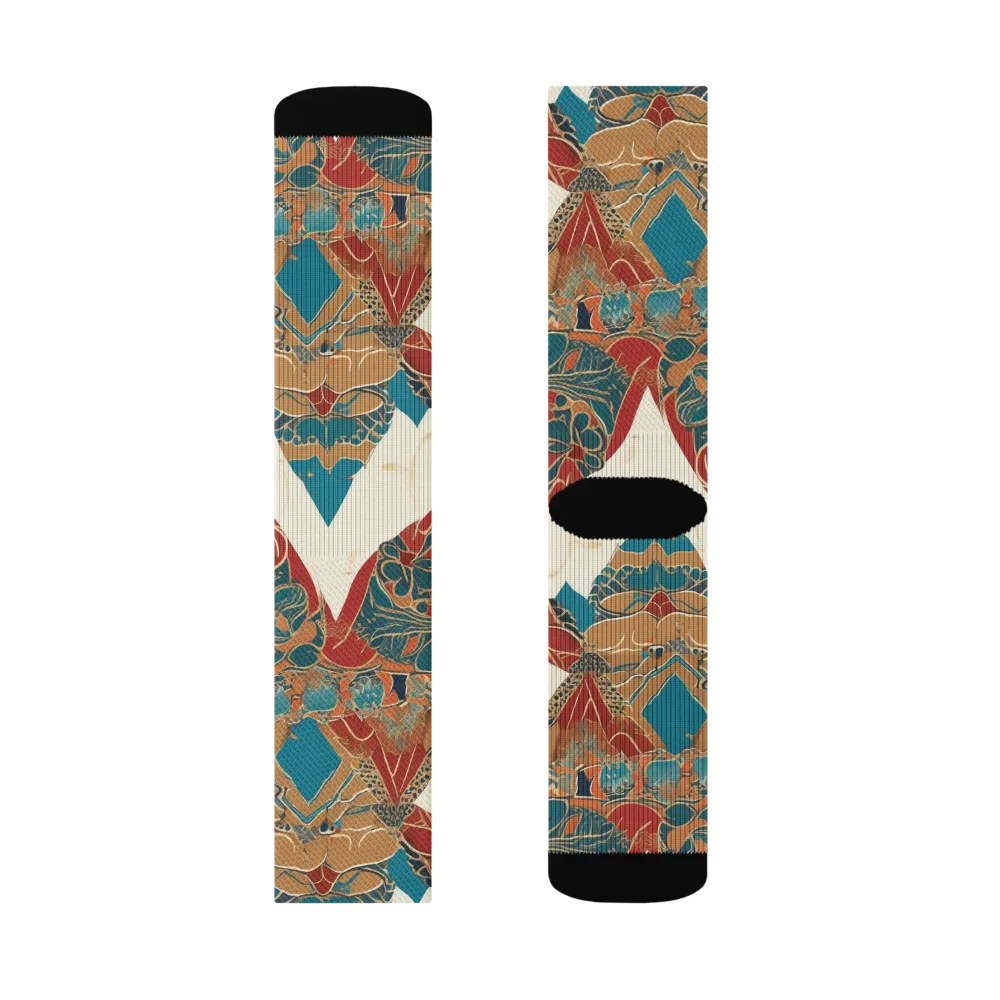 Teal Caravan on Socks — Left Sock