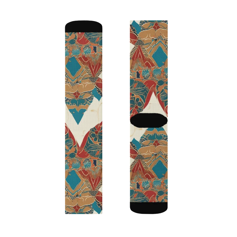 Teal Caravan on Socks — Right Sock