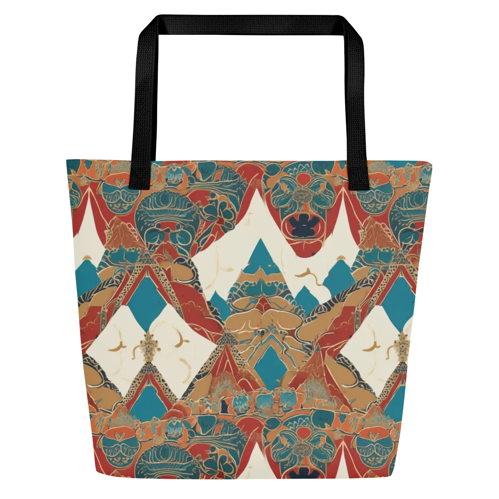 Teal Caravan on Large Tote Bag W/ Pocket — Front