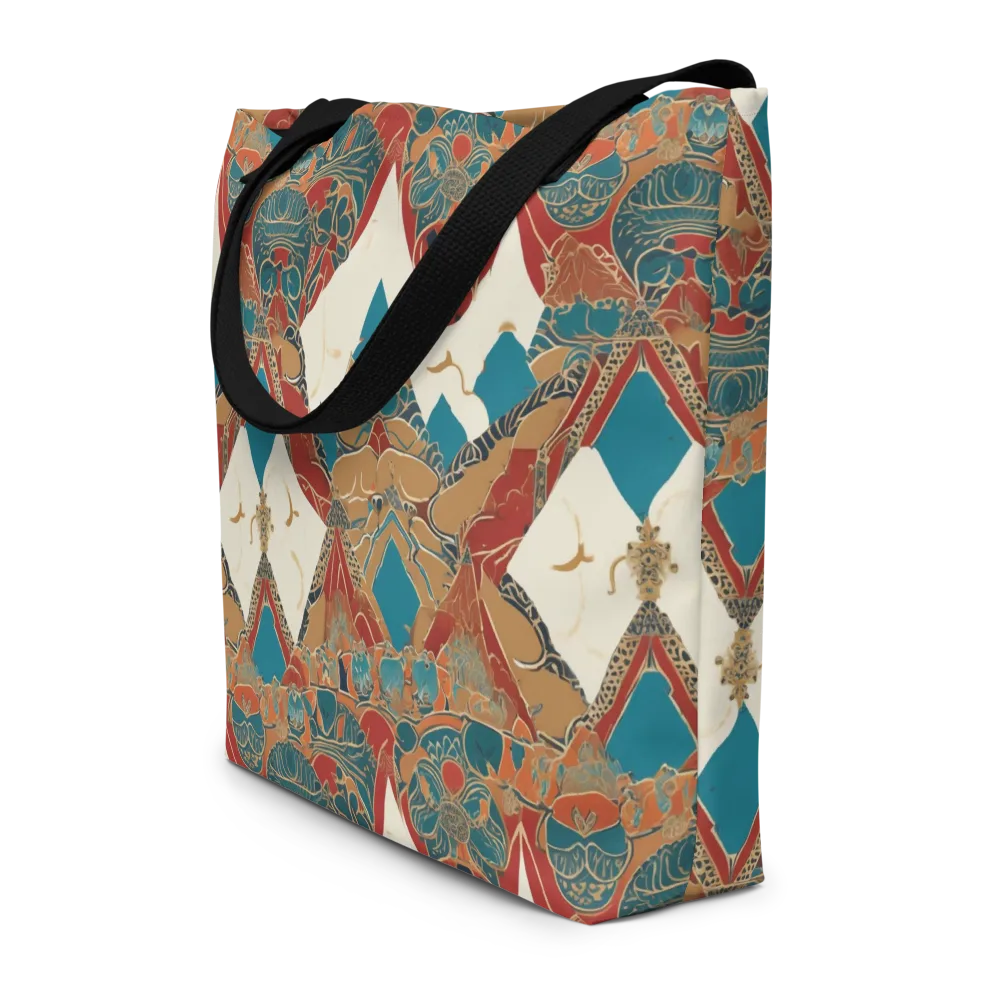 Teal Caravan on Large Tote Bag W/ Pocket — Front