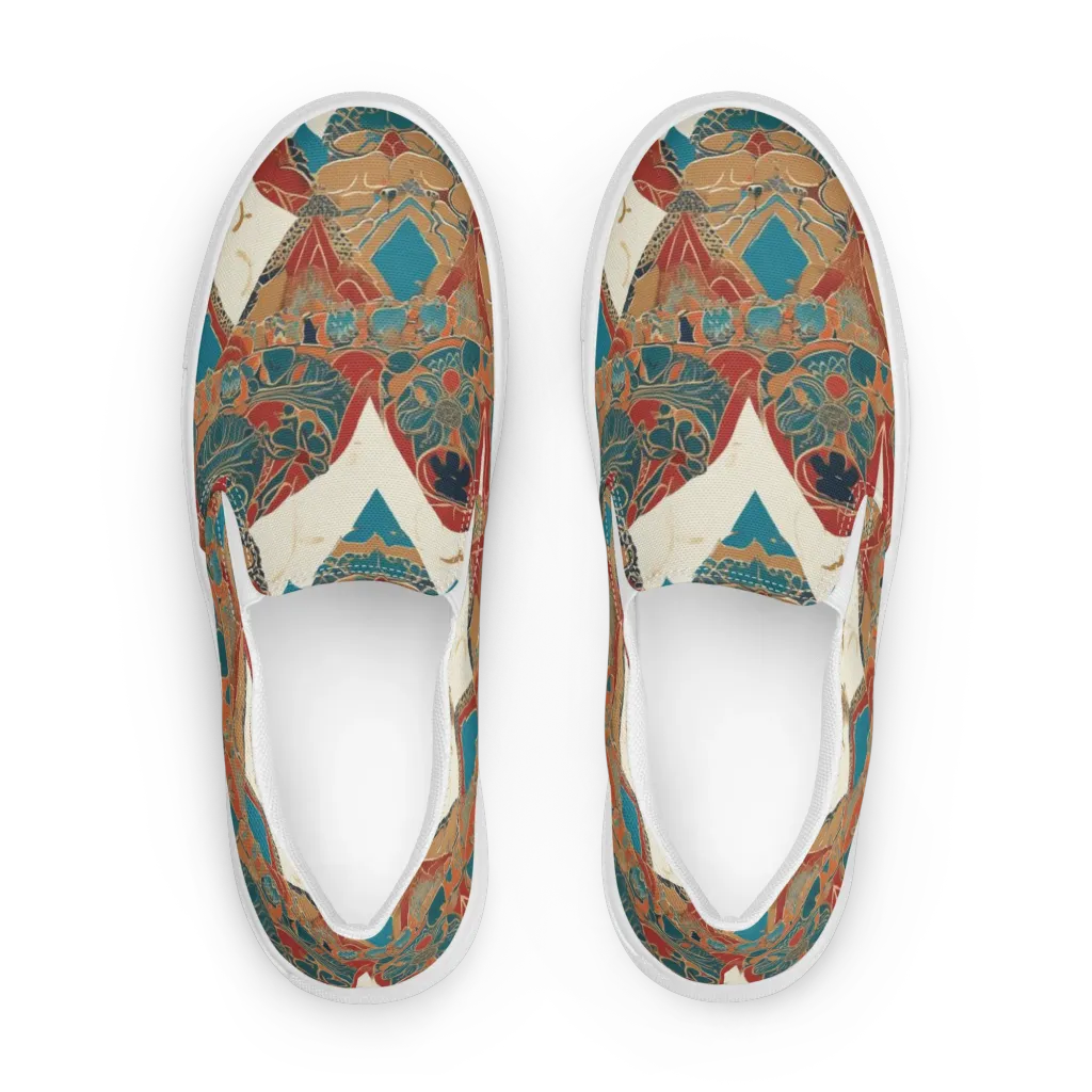 Teal Caravan on Women's Slip-On Canvas Shoes — Front