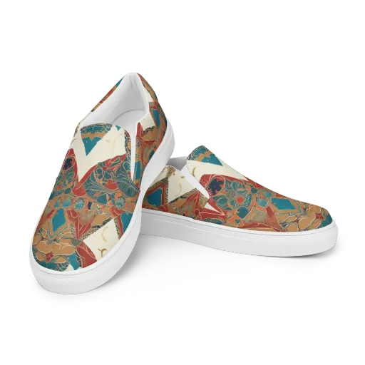 Teal Caravan on a Women's Slip-On Canvas Shoes