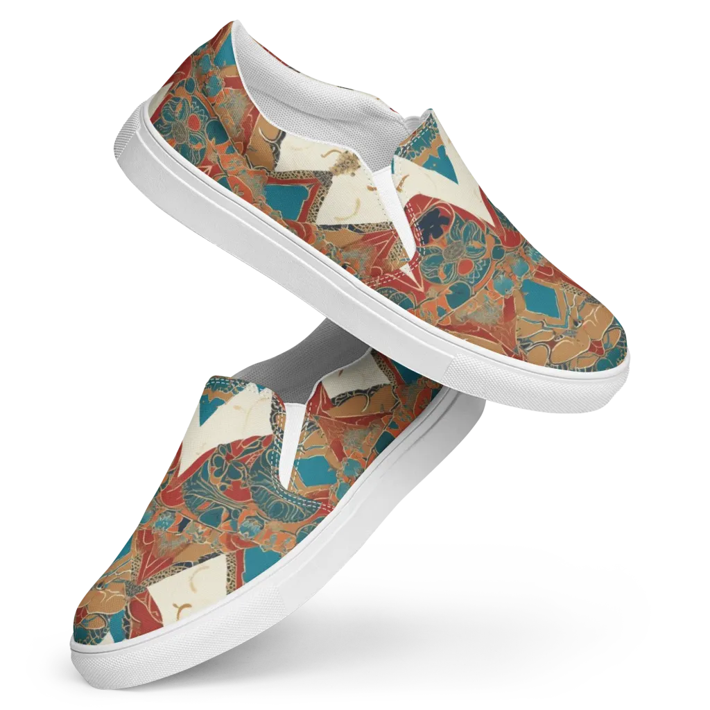 Teal Caravan on Women's Slip-On Canvas Shoes — Front
