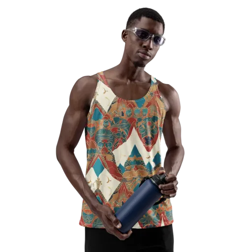 Teal Caravan on a Men's Tank Top