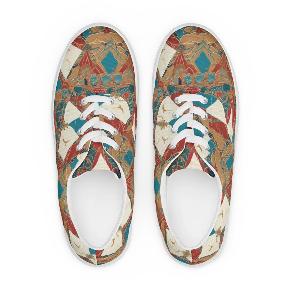 Teal Caravan on Men's Lace-Up Canvas Shoes — Front