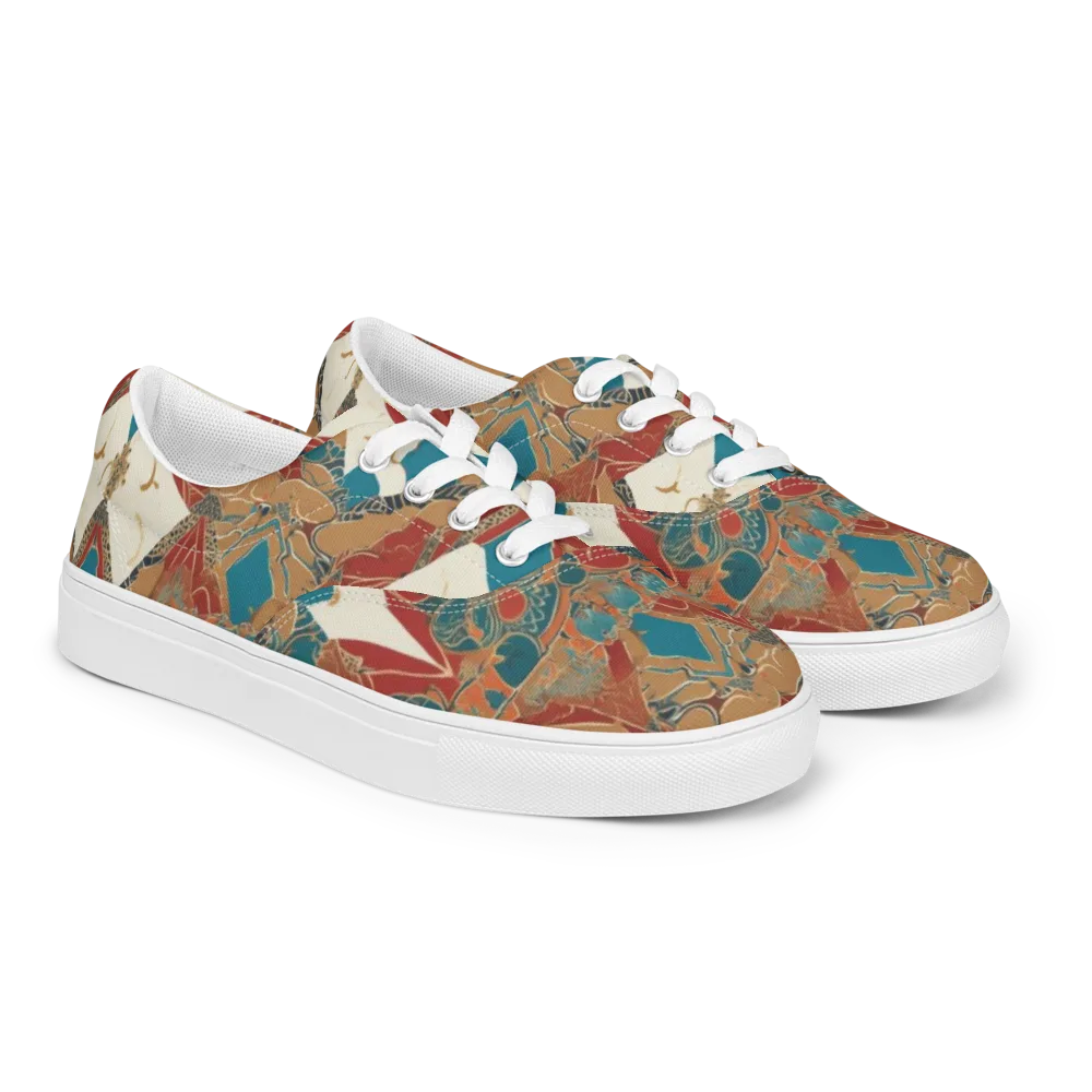 Teal Caravan on Men's Lace-Up Canvas Shoes — Right Front