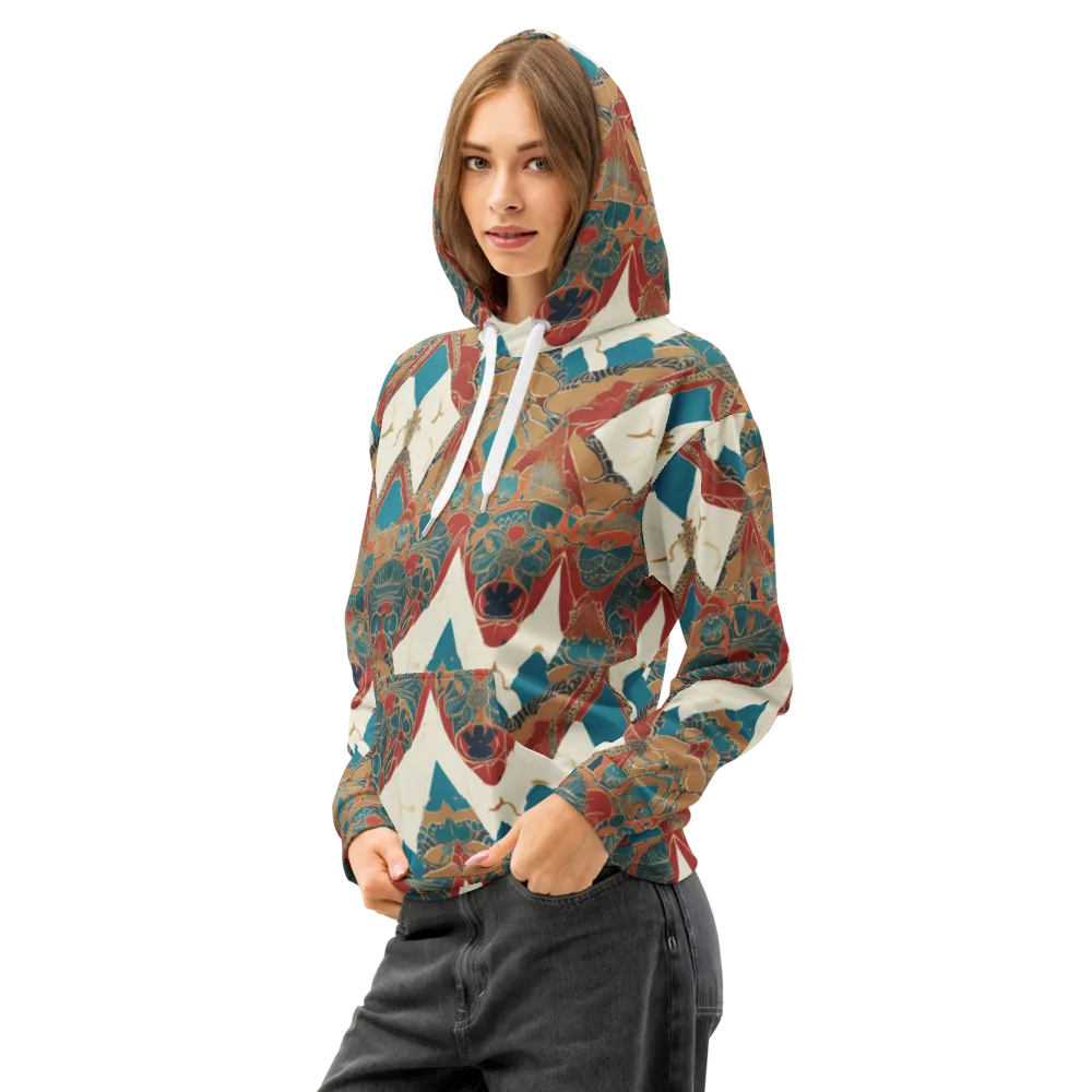 Teal Caravan on Cotton Hoodie — Left Front
