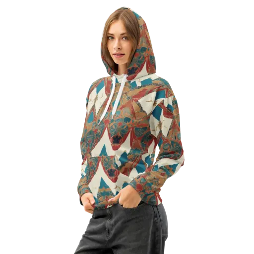 Teal Caravan on a Cotton Hoodie