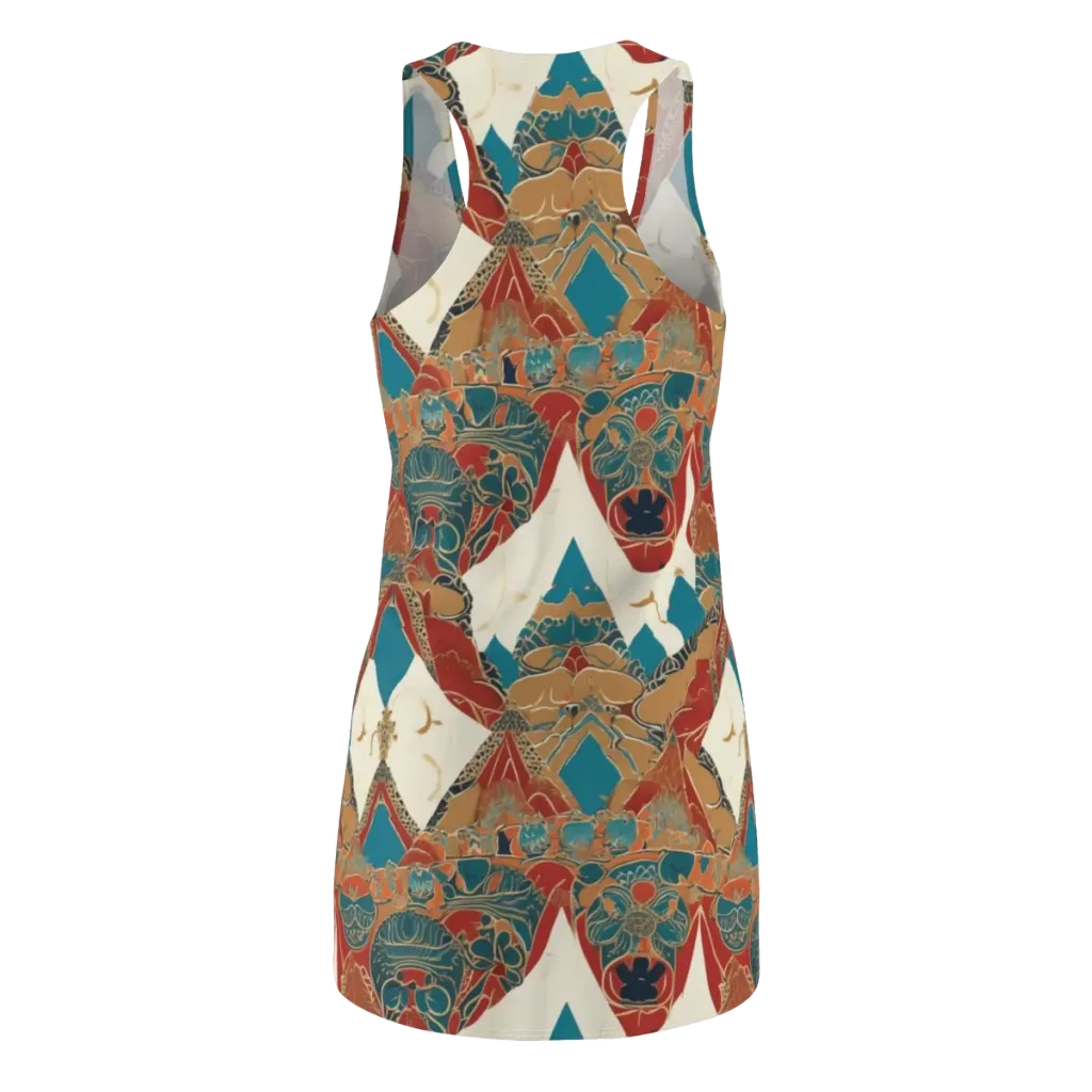 Teal Caravan on Racerback Dress — Back