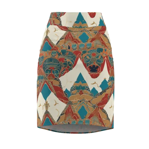 Teal Caravan on a Pencil Skirt