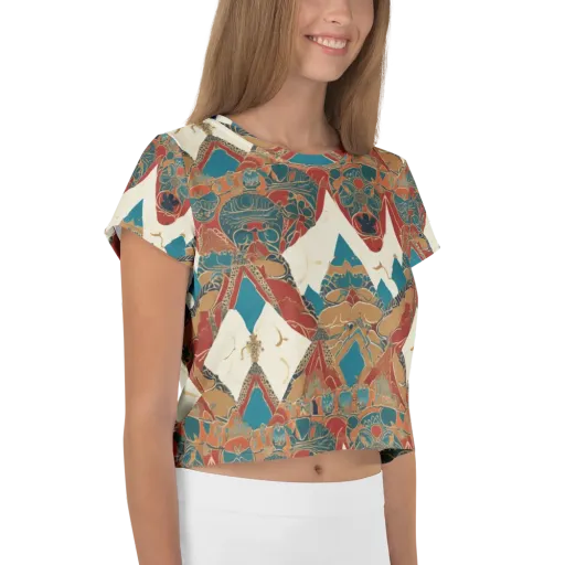 Teal Caravan on a Crop Tee
