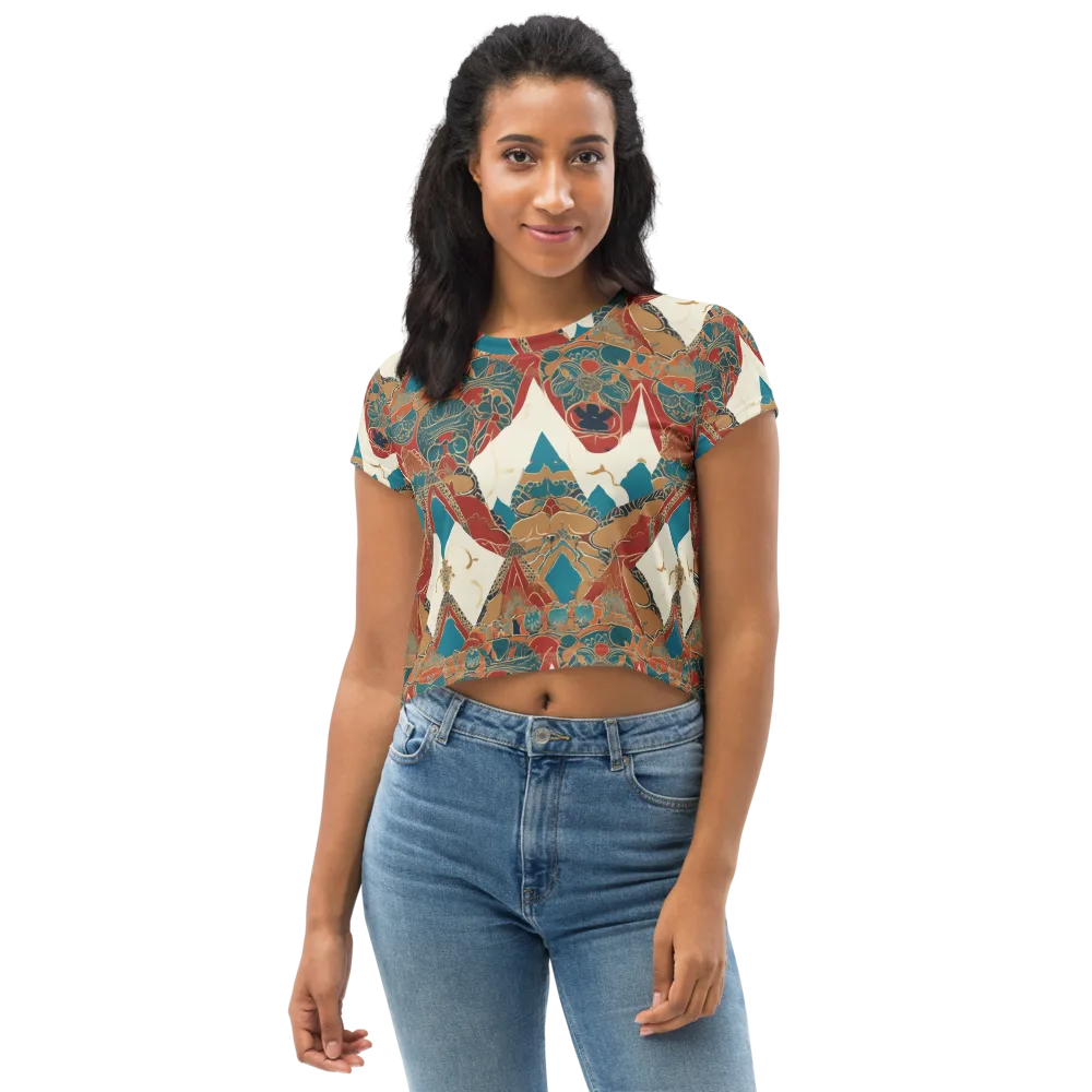 Teal Caravan on Crop Tee — Front