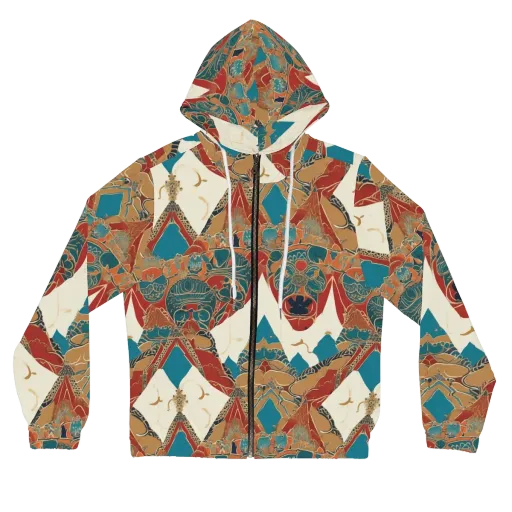 Teal Caravan on a Women's Full-Zip Hoodie