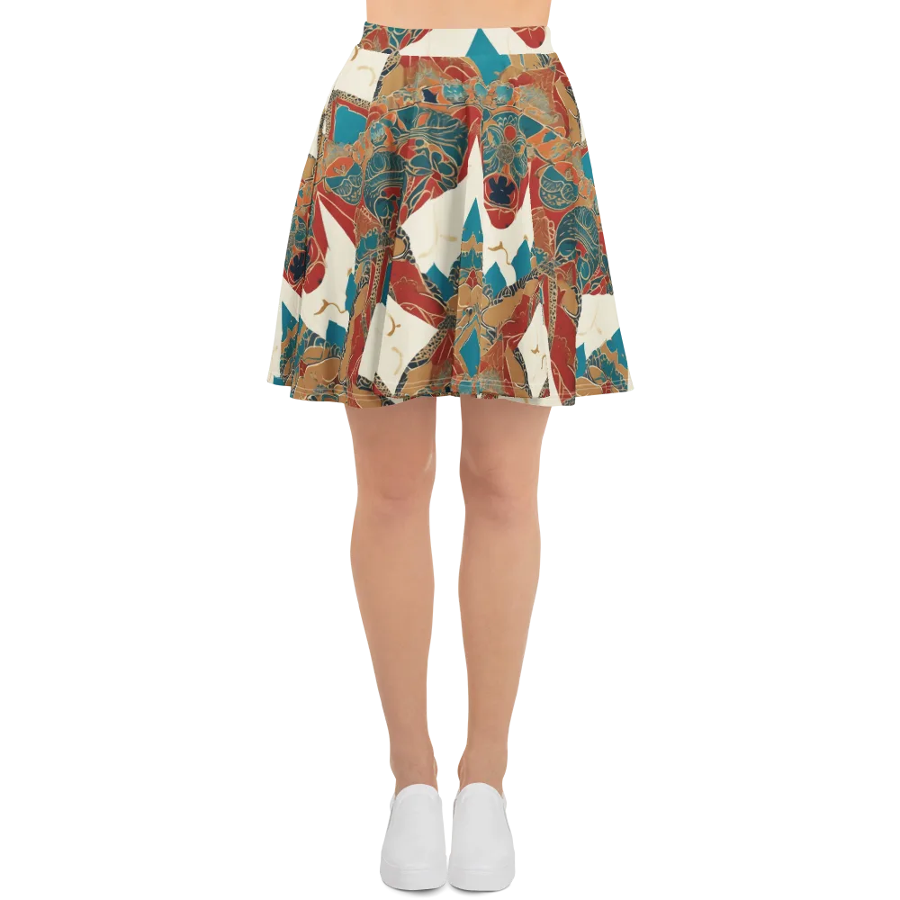 Teal Caravan on Skater Skirt — Front