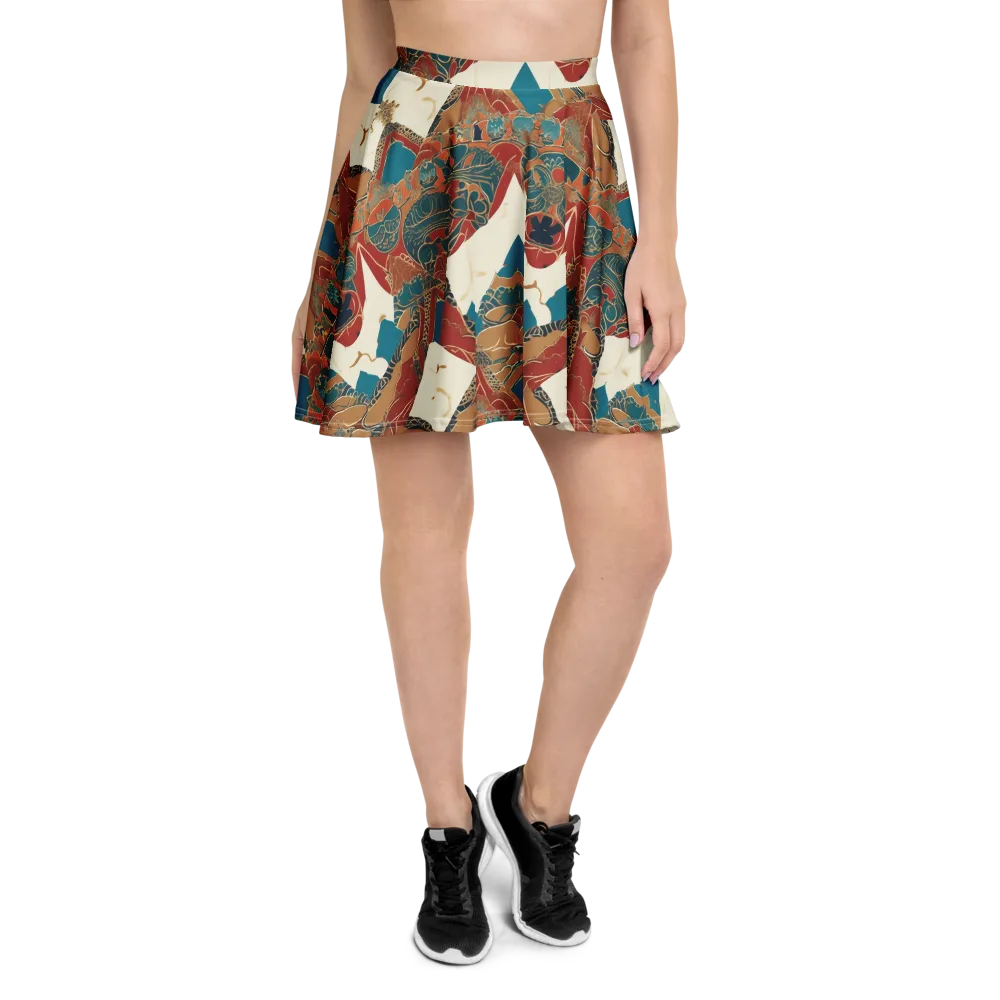 Teal Caravan on Skater Skirt — Front