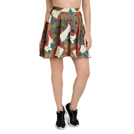 Teal Caravan on a Skater Skirt