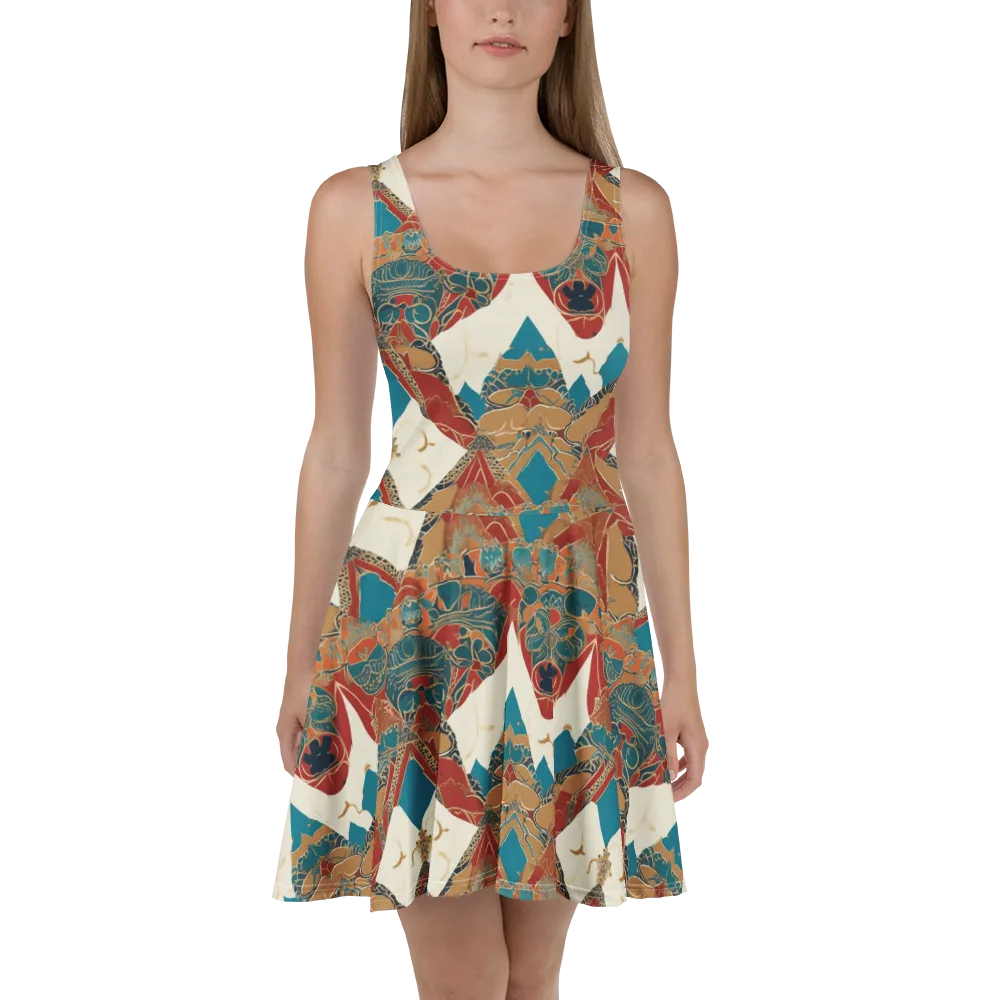 Teal Caravan on Skater Dress — Front