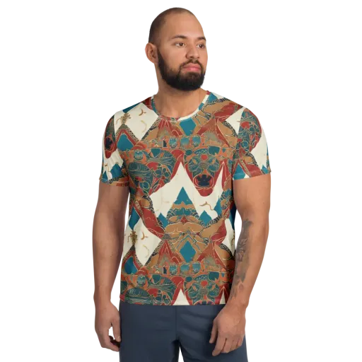 Teal Caravan on a Men's Athletic T-Shirt