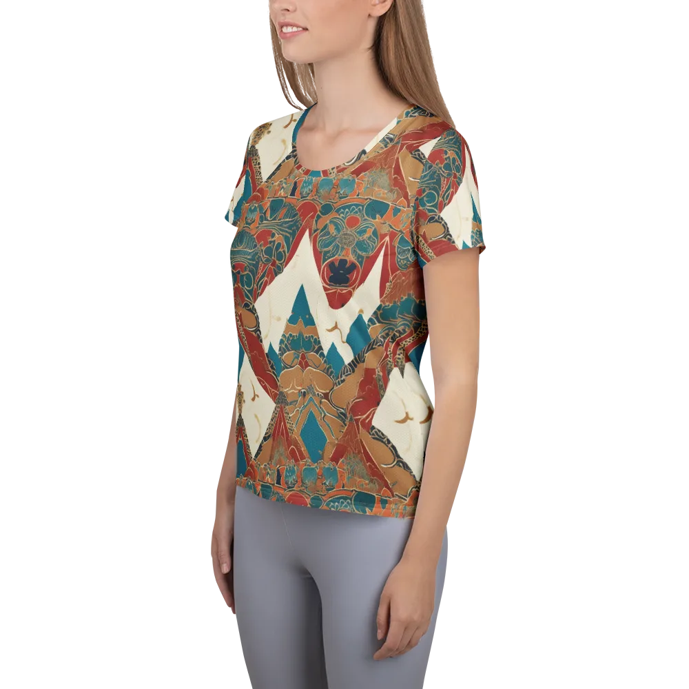 Teal Caravan on Women's Athletic T-Shirt — Left