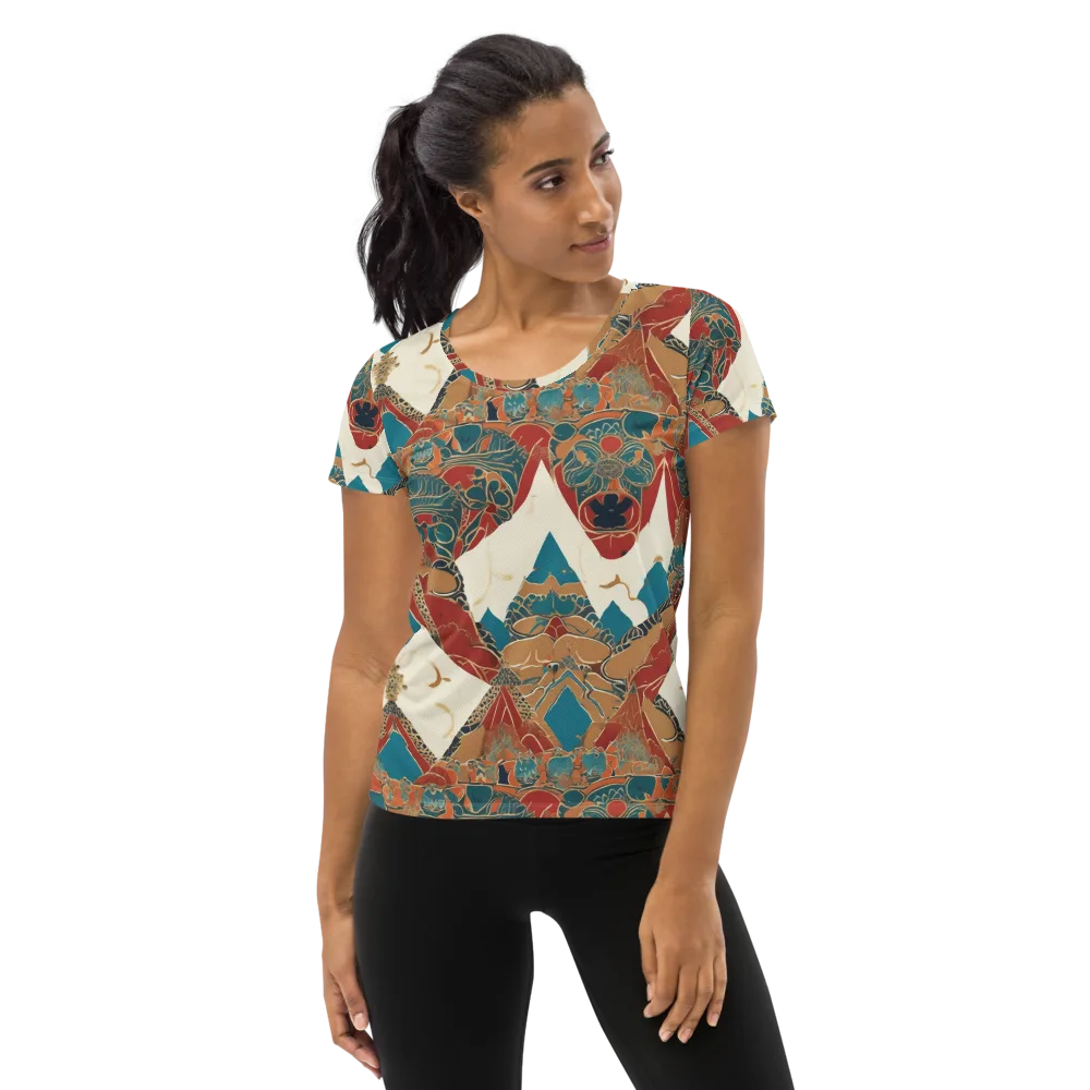Teal Caravan on Women's Athletic T-Shirt — Front
