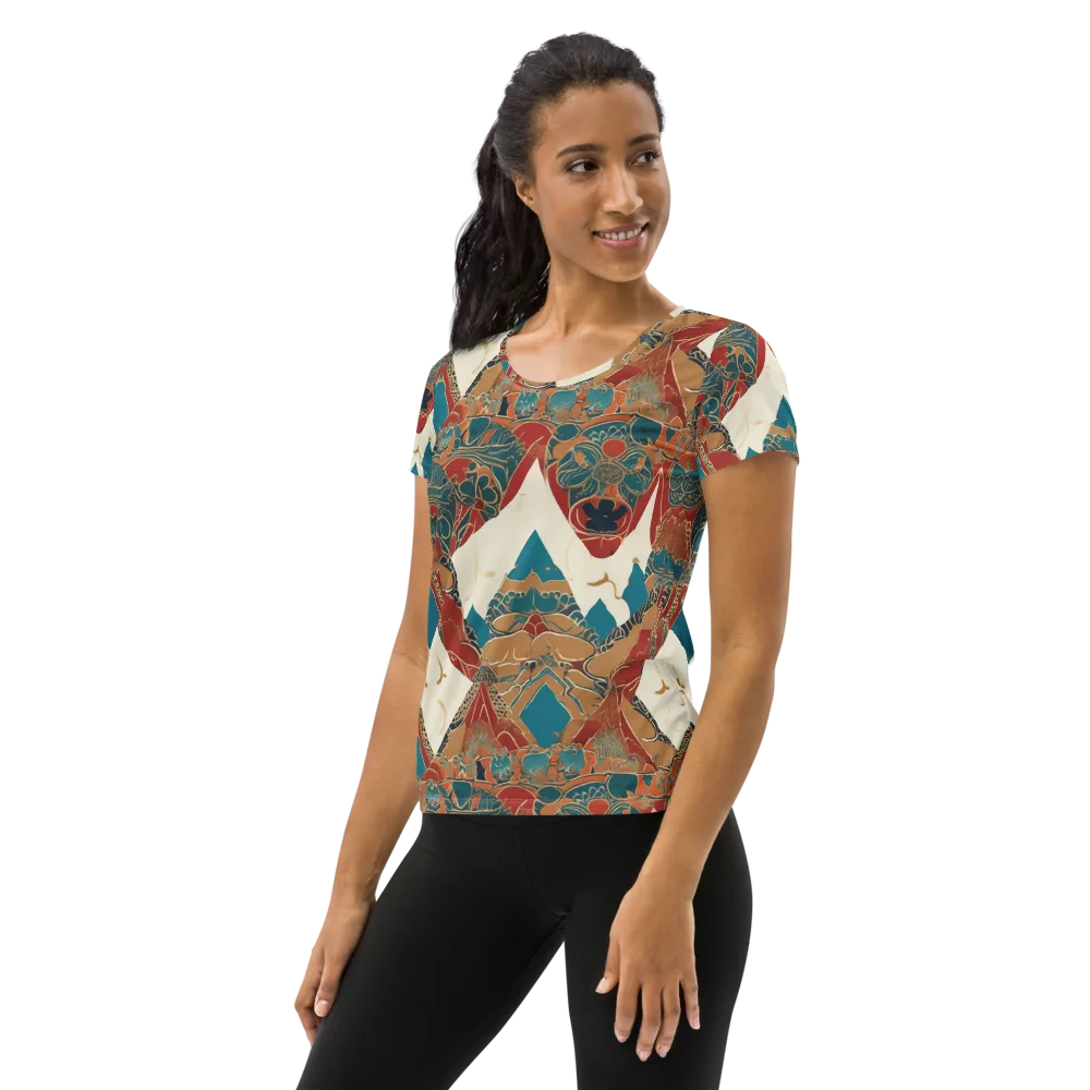 Teal Caravan on Women's Athletic T-Shirt — Left