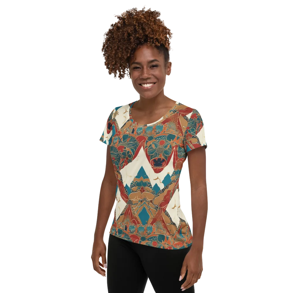Teal Caravan on Women's Athletic T-Shirt — Left