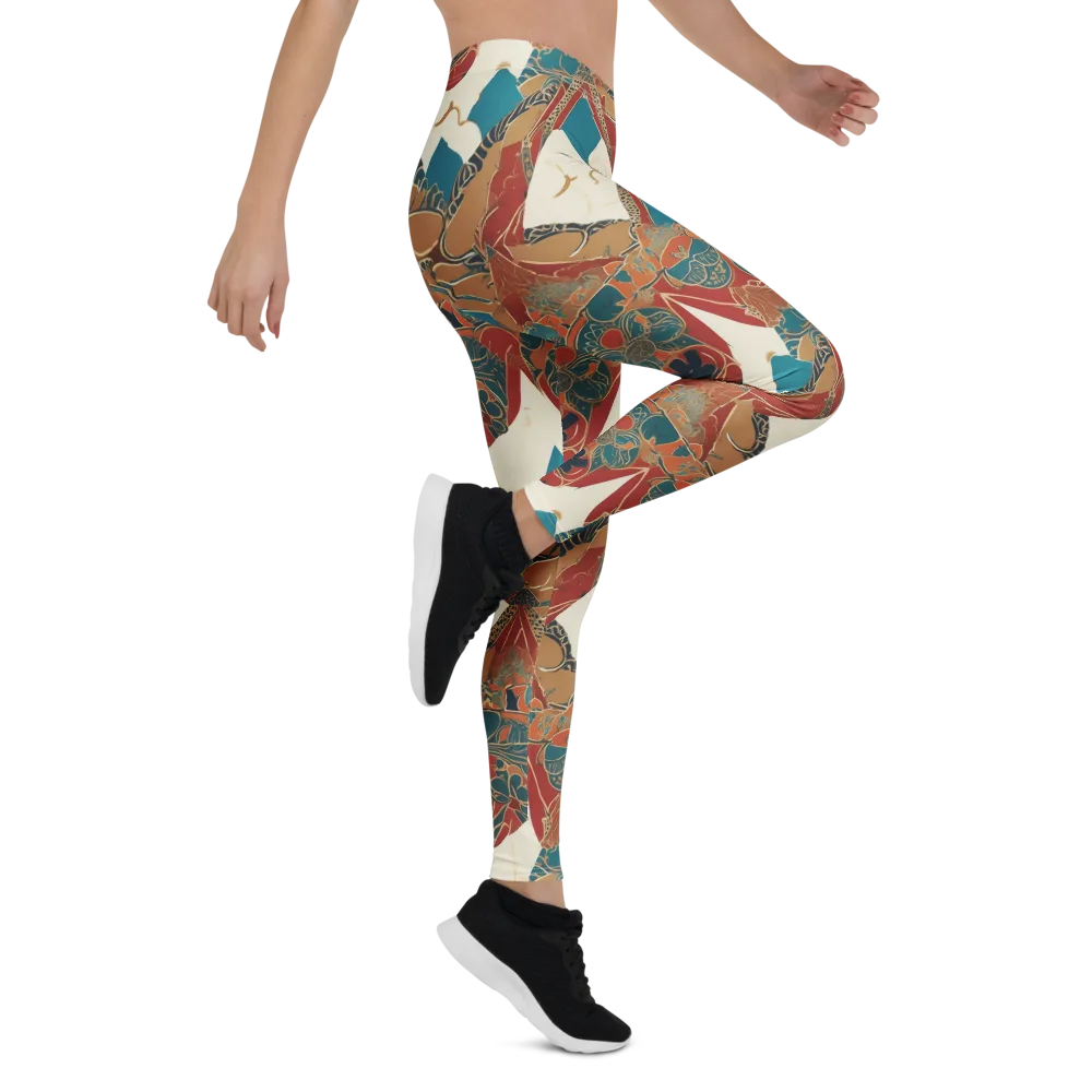 Teal Caravan on Leggings — Right