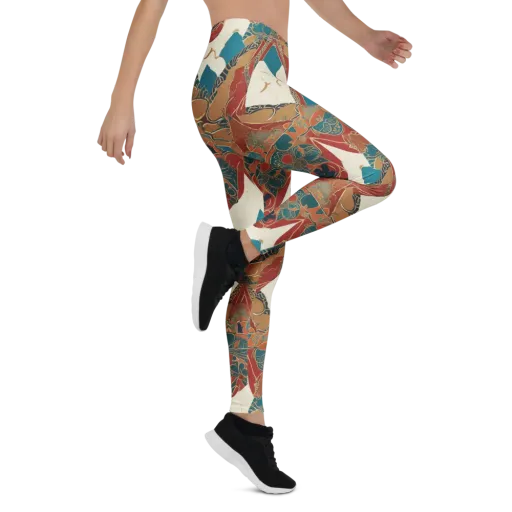 Teal Caravan on a Leggings