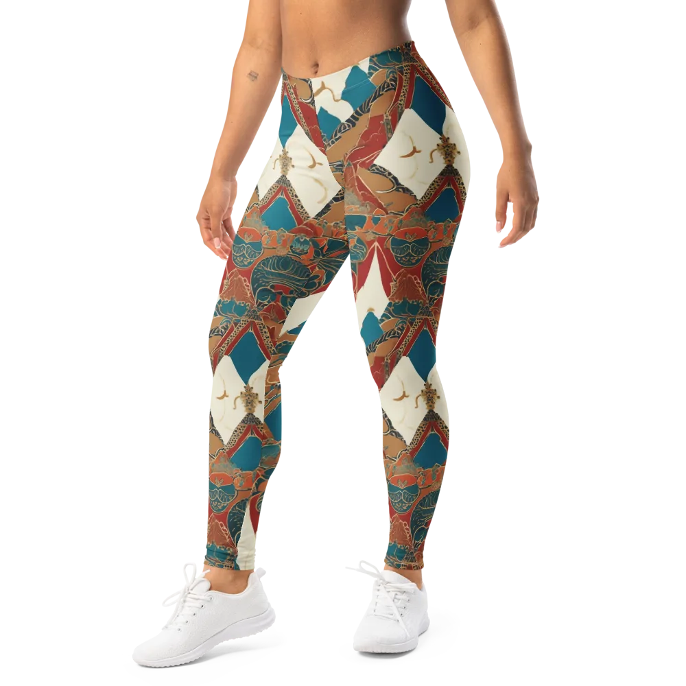 Teal Caravan on Leggings — Left Front
