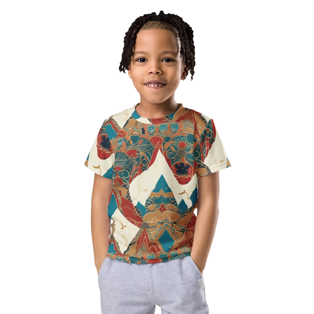 Teal Caravan on Kids Crew Neck T-Shirt — Front