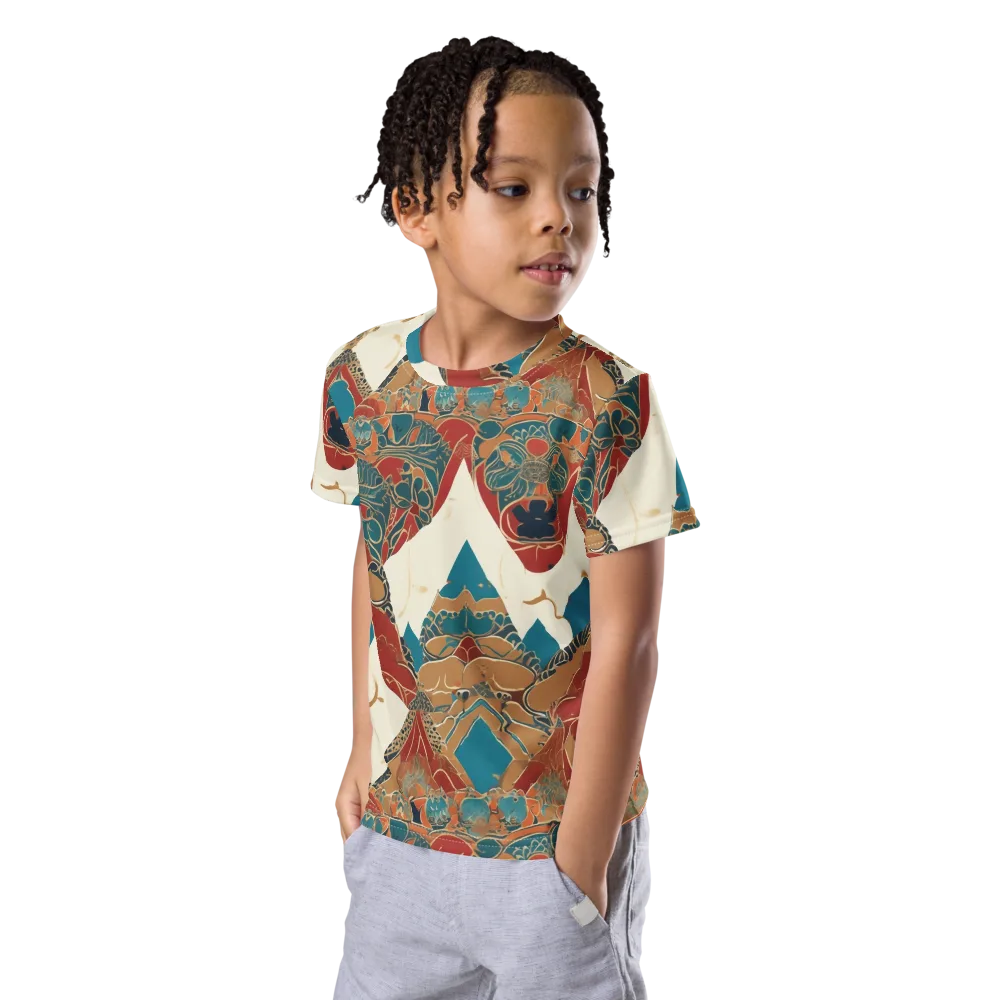 Teal Caravan on Kids Crew Neck T-Shirt — Left Front