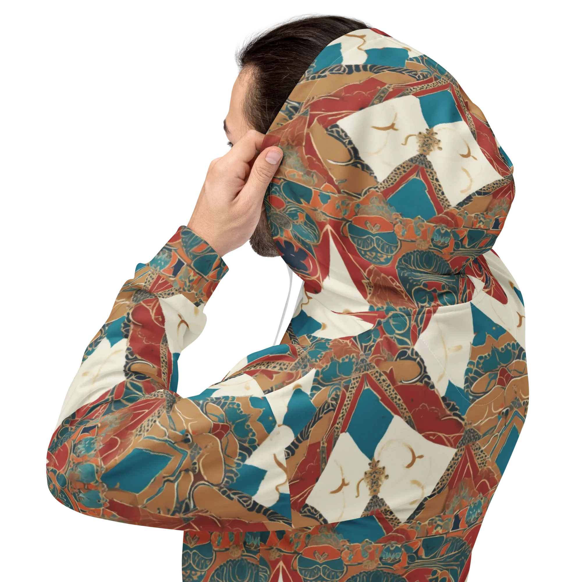 Teal Caravan on Hoodie — Back